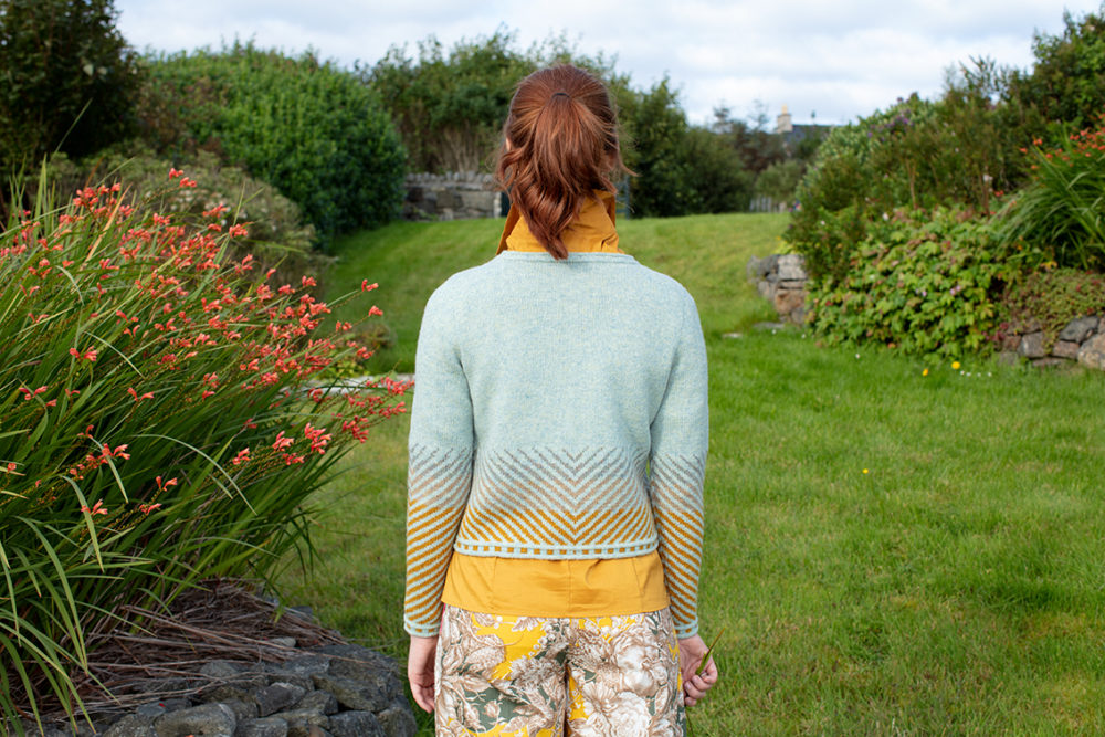 Traigh patterncard knitwear design by Jade Starmore in pure wool Hebridean 2 Ply hand knitting yarn