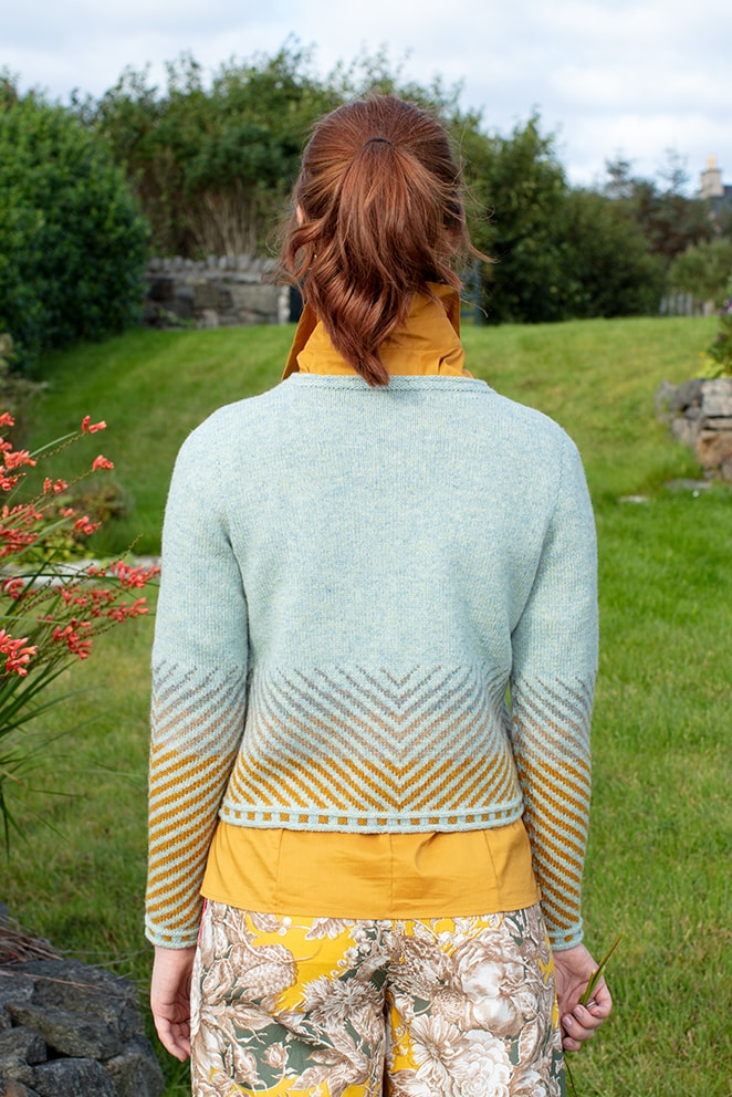 Traigh patterncard knitwear design by Jade Starmore in pure wool Hebridean 2 Ply hand knitting yarn