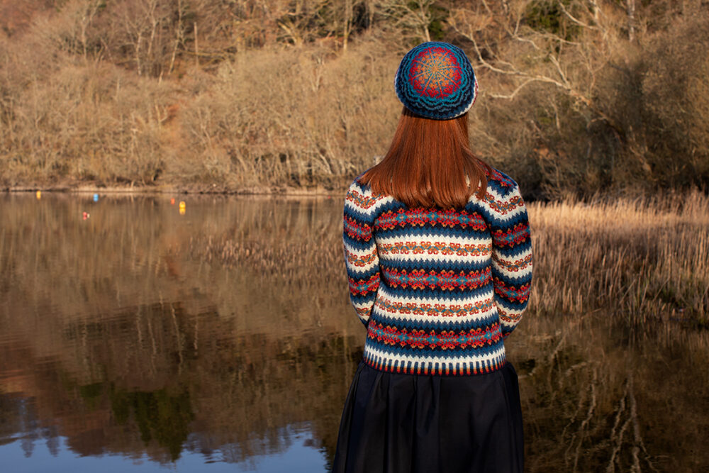 Wave patterncard kit design by Alice Starmore in Hebridean 2 Ply yarn