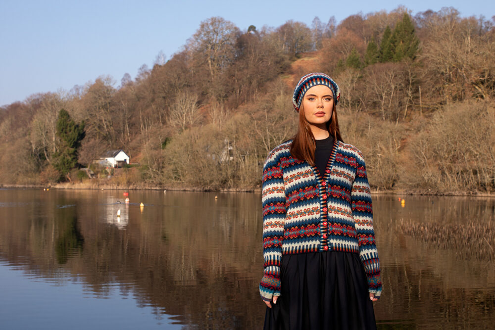 Wave patterncard kit design by Alice Starmore in Hebridean 2 Ply yarn