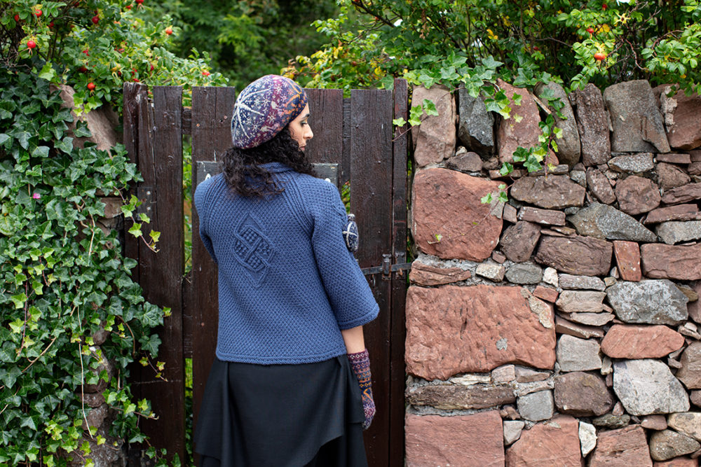 Witch Hare patterncard kit design by Alice & Jade Starmore in Hebridean 2 Ply yarn and Cairgorm Broach patterncard design by Alice Starmore in Bainin yarn