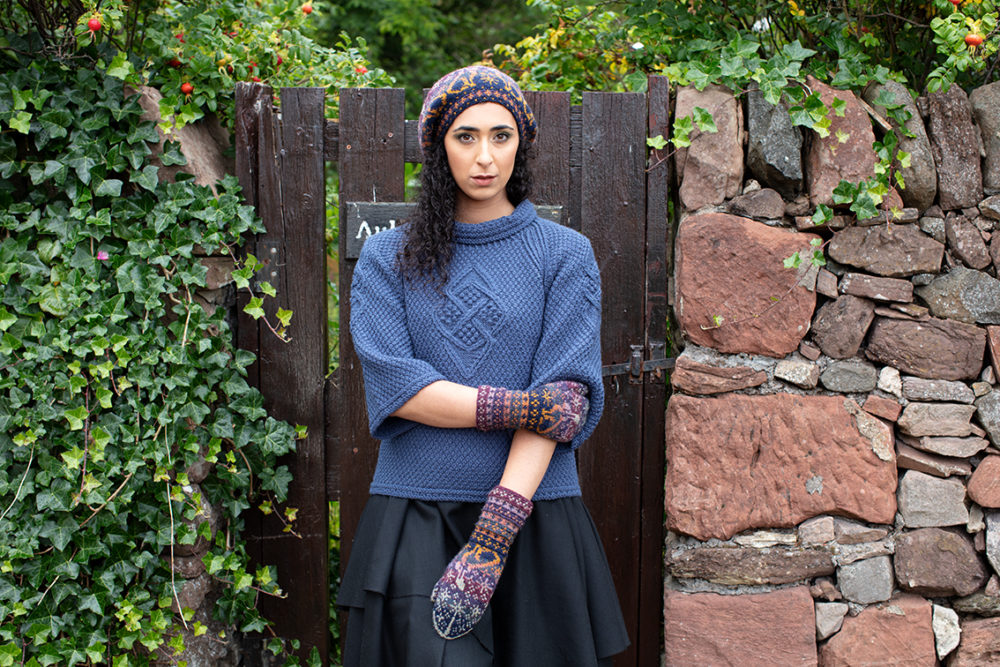 Witch Hare patterncard kit design by Alice & Jade Starmore in Hebridean 2 Ply yarn and Cairgorm Broach patterncard design by Alice Starmore in Bainin yarn