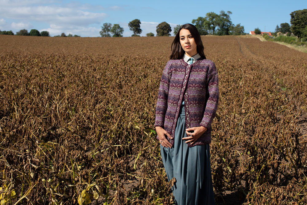 Zauberflote patterncard knitwear design by Jade Starmore in pure wool Hebridean 2 Ply hand knitting yarn