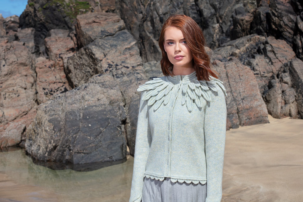 Raven cardigan hand knitwear design from the book Glamourie by Alice Starmore