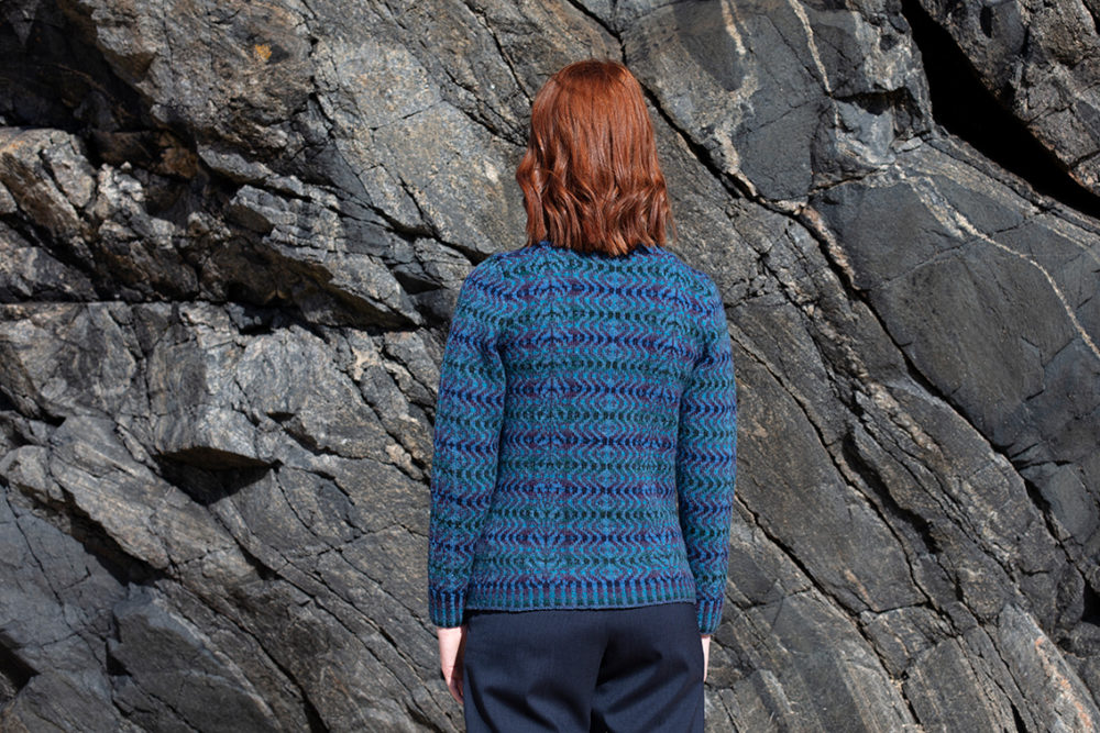 Selkie cardigan hand knitwear design from the book Glamourie by Alice Starmore