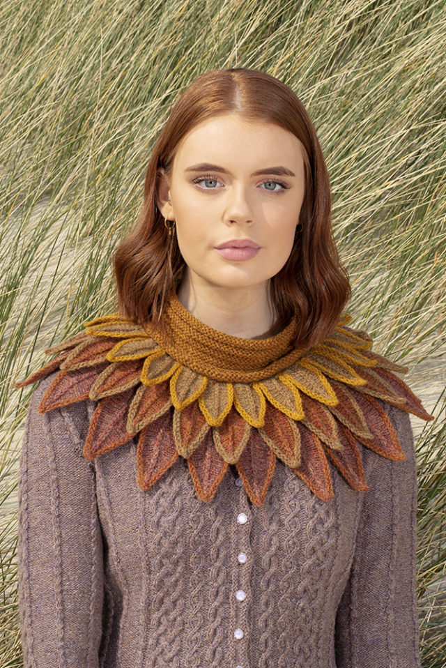 Raven Collar and Eala Bhan knitwear designs by Alice Starmore in pure wool Hebridean 2 & 3 Ply hand knitting yarn