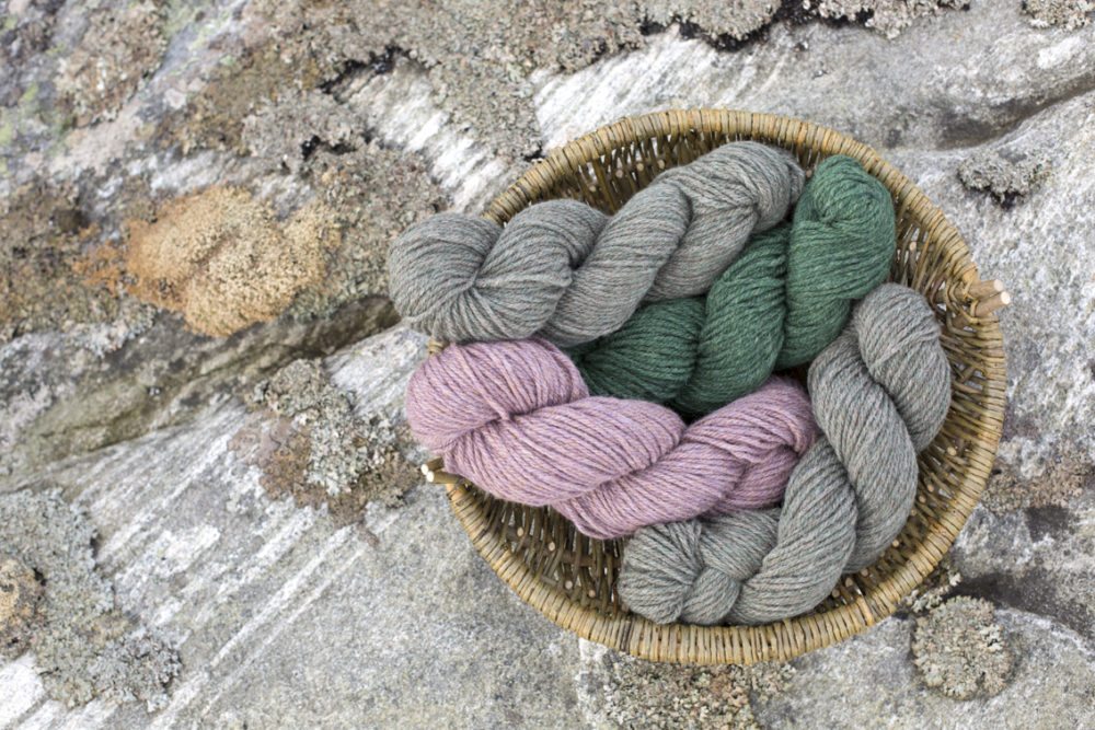 Alice Starmore 3 Ply Hebridean Yarn in the Lewis landscape