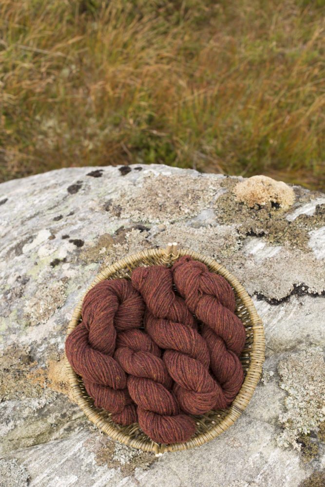 Alice Starmore 3 Ply Hebridean Yarn in the Lewis landscape