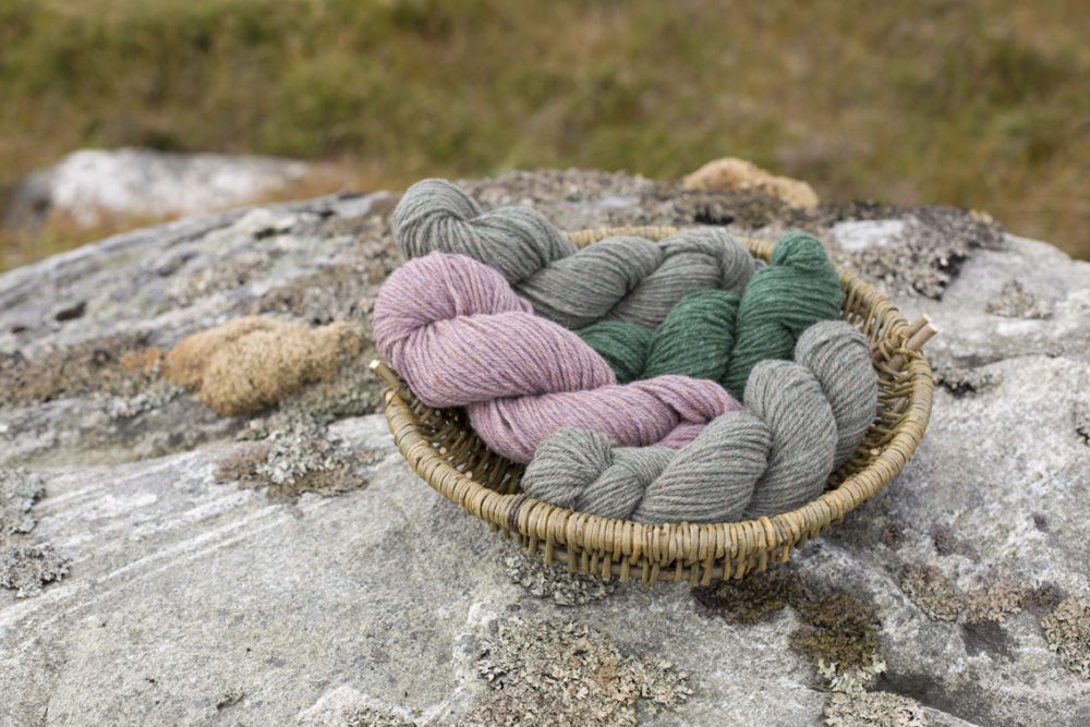 Alice Starmore 3 Ply Hebridean Yarn in the Lewis landscape