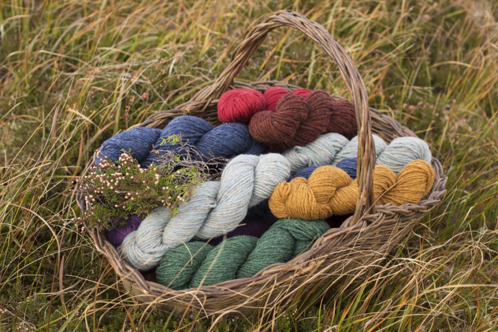 Alice Starmore 3 Ply Hebridean Yarn in the Lewis landscape