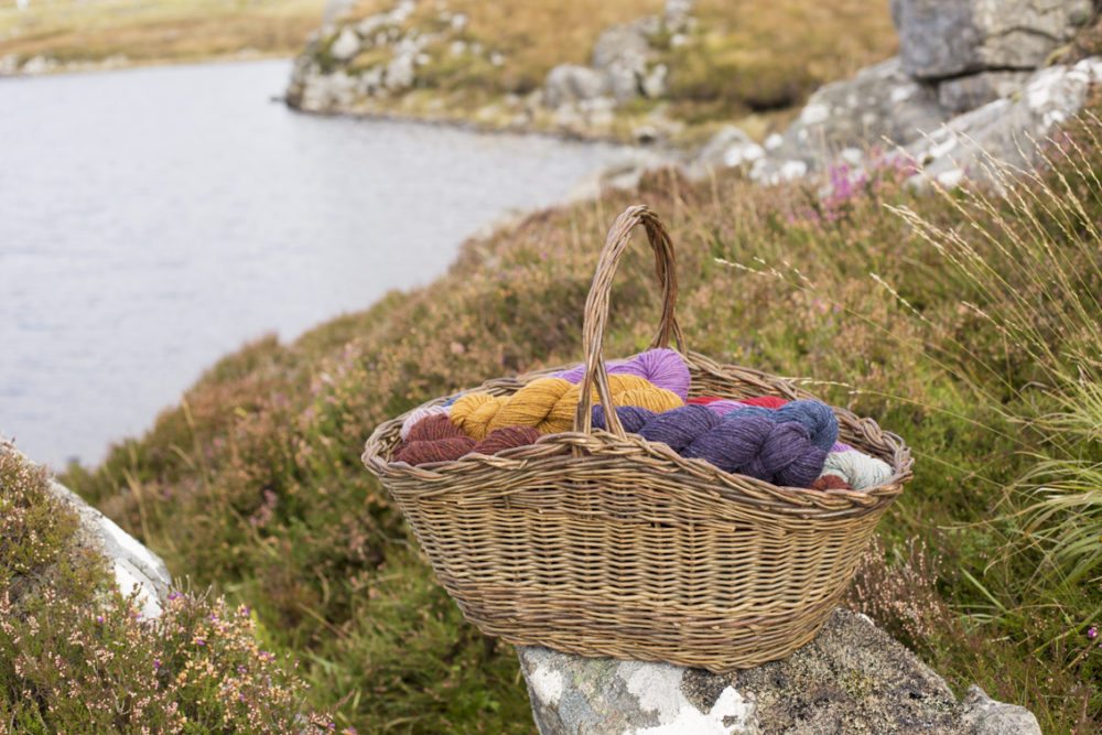 Alice Starmore 3 Ply Hebridean Yarn in the Lewis landscape