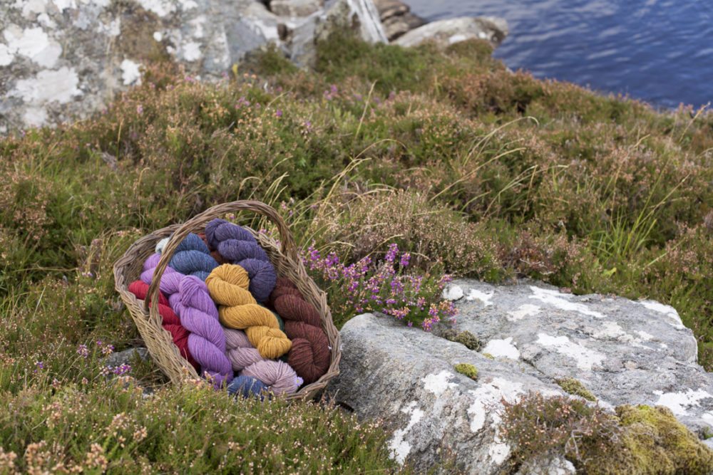 Alice Starmore 3 Ply Hebridean Yarn in the Lewis landscape