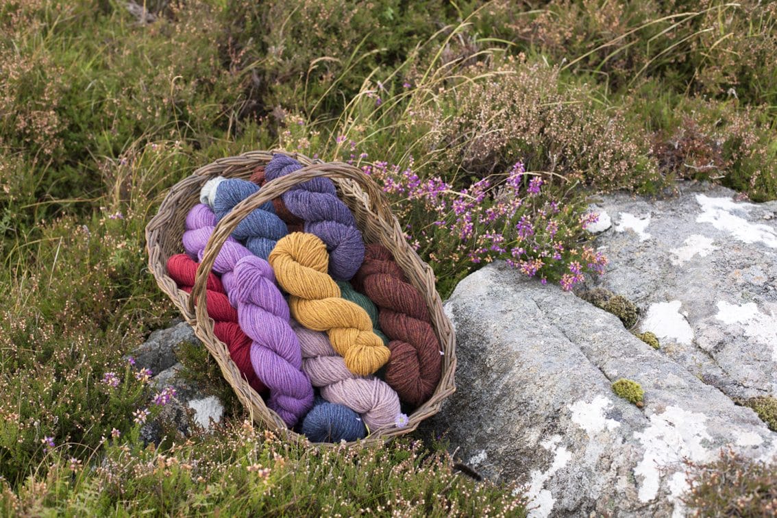 Alice Starmore 3 Ply Hebridean Yarn in the Lewis landscape