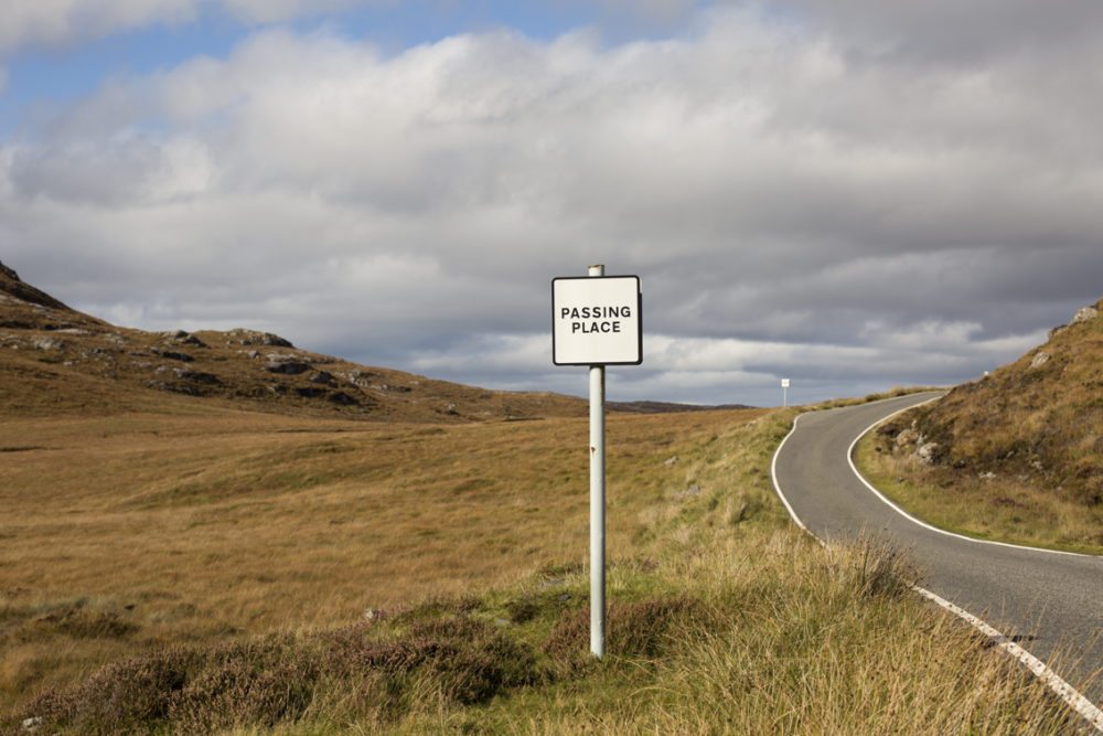 Passing place on a single track road on the Isle of Lewis