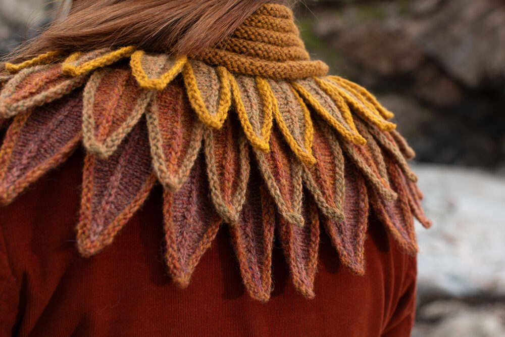 The Sandpiper Collar and Henry VIII Hat Set patterncard kit designs by Alice Starmore in Hebridean 2 & 3 Ply