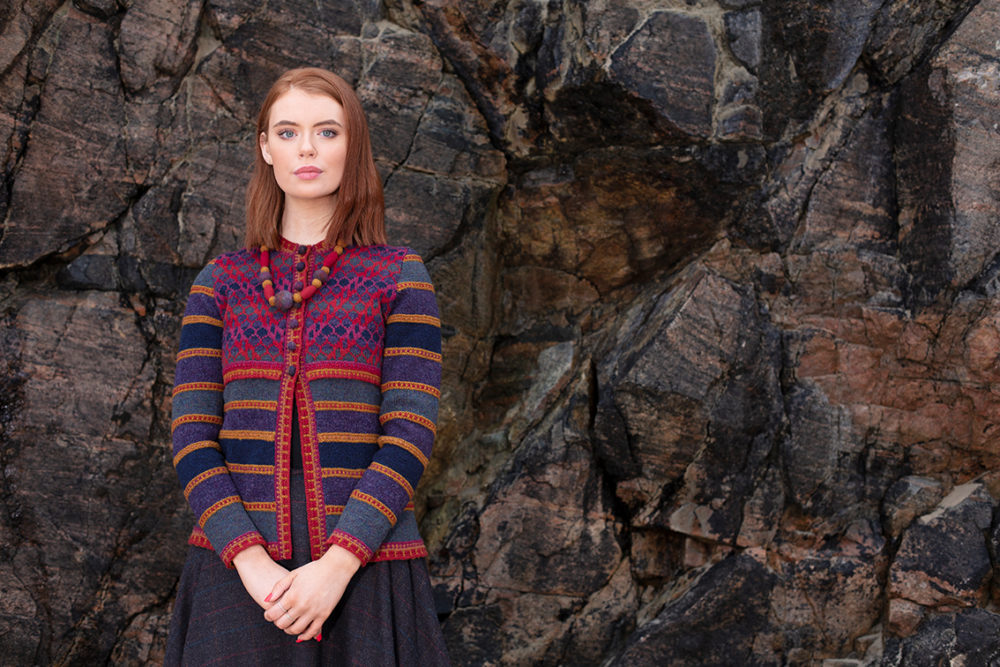 Damselfly hand knitwear design from the book Glamourie by Alice Starmore