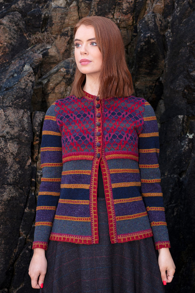 Damselfly hand knitwear design from the book Glamourie by Alice Starmore