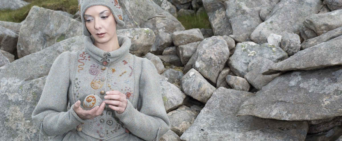 Mountain Hare costume from the book Glamourie by Alice Starmore