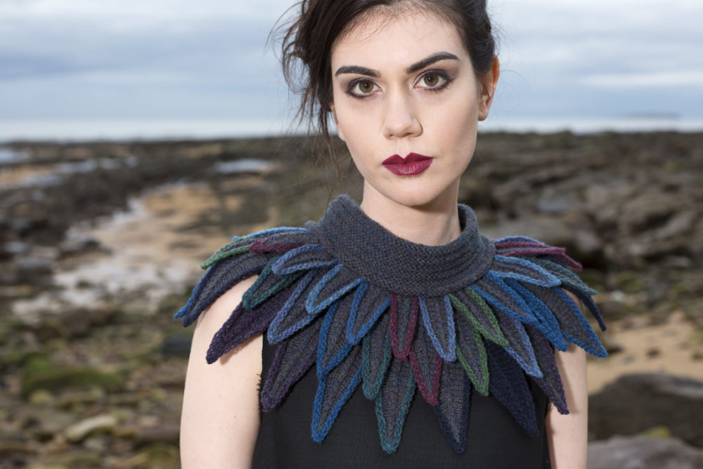 Dark Raven Collar hand knitting design from Glamourie by Alice Starmore