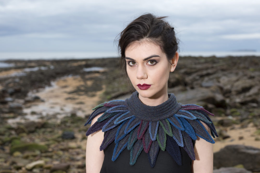 Dark Raven Collar hand knitting design from Glamourie by Alice Starmore