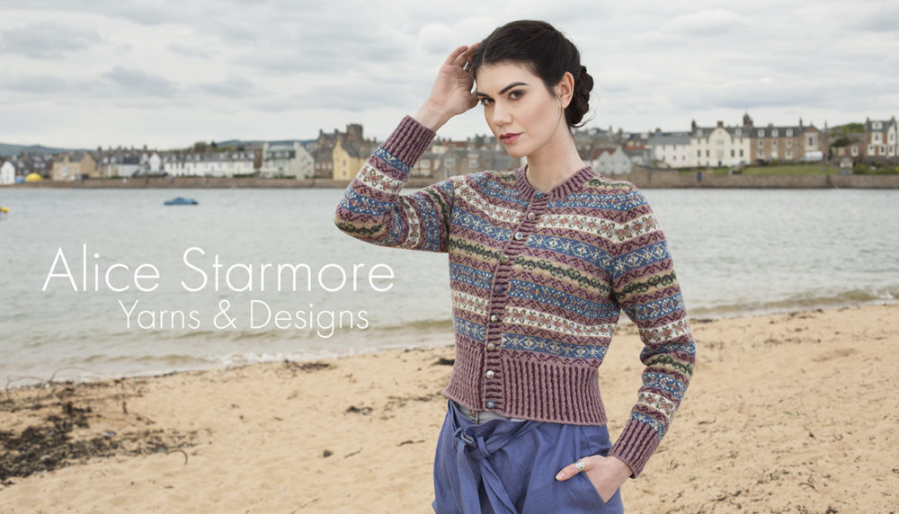 Peigi patterncard knitwear design by Alice Starmore in pure wool Hebridean 2 Ply hand knitting yarn