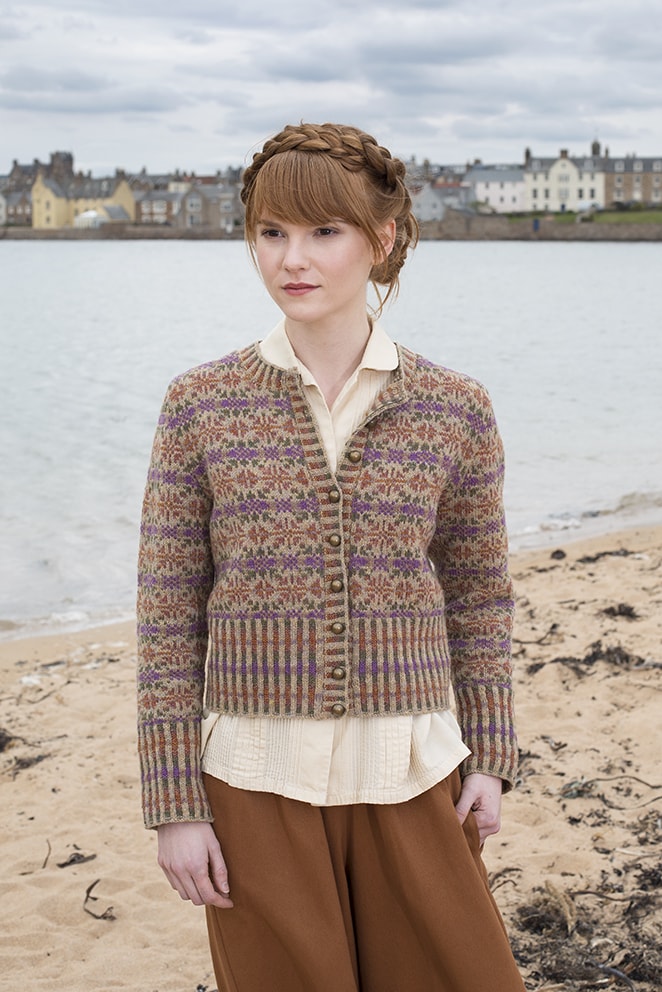 Meadowsweet patterncard knitwear design by Alice Starmore in pure wool Hebridean 2 Ply hand knitting yarn