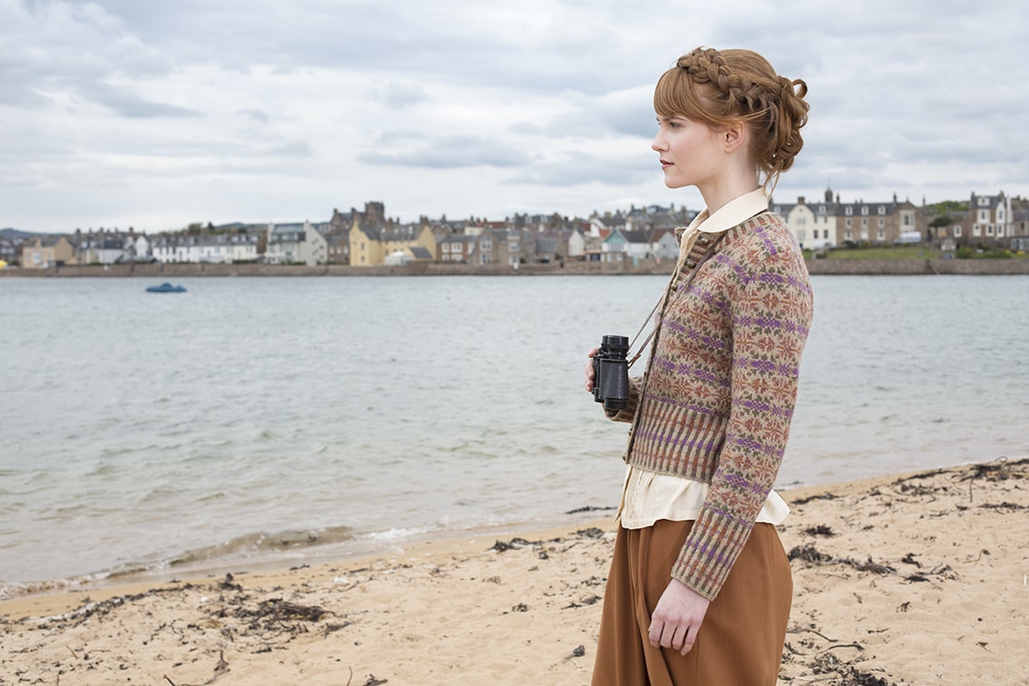 Meadowsweet patterncard knitwear design by Alice Starmore in pure wool Hebridean 2 Ply hand knitting yarn