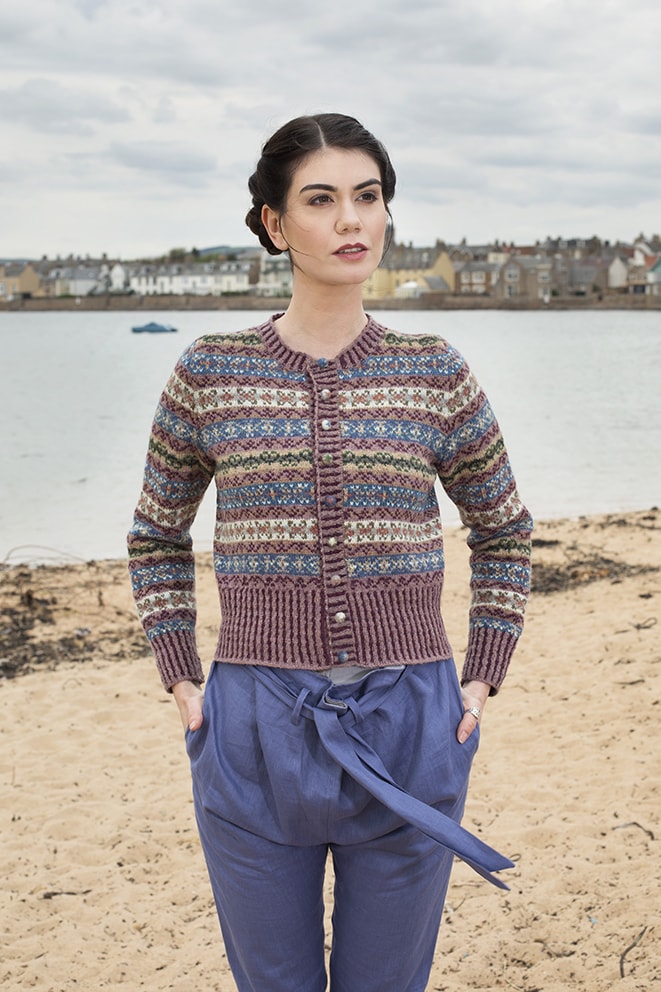 Peigi patterncard knitwear design by Alice Starmore in pure wool Hebridean 2 Ply hand knitting yarn