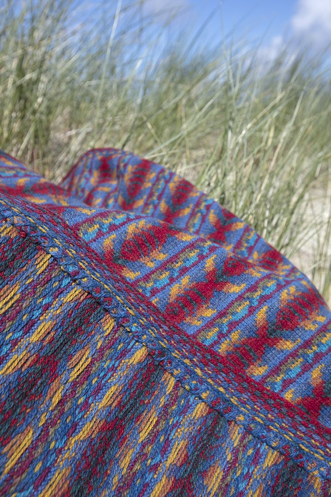 Reef Baby Blanket patterncard knitwear design by Alice Starmore in pure wool Hebridean 2 Ply hand knitting yarn