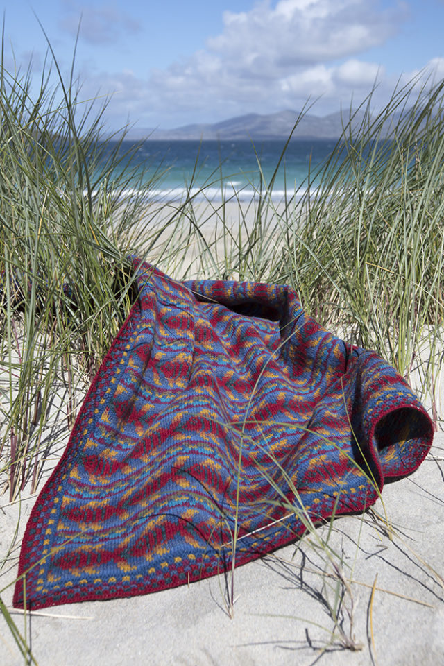 Reef Baby Blanket patterncard knitwear design by Alice Starmore in pure wool Hebridean 2 Ply hand knitting yarn