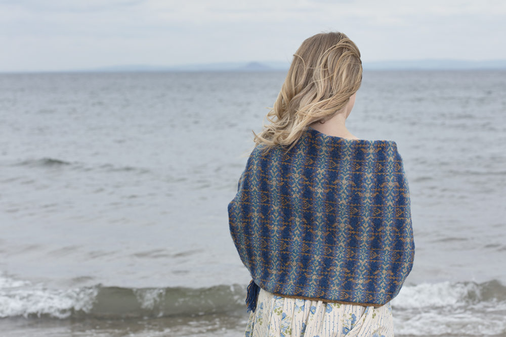 Primavera Wrap patterncard knitwear design by Jade Starmore in pure wool Hebridean 2 Ply hand knitting yarn