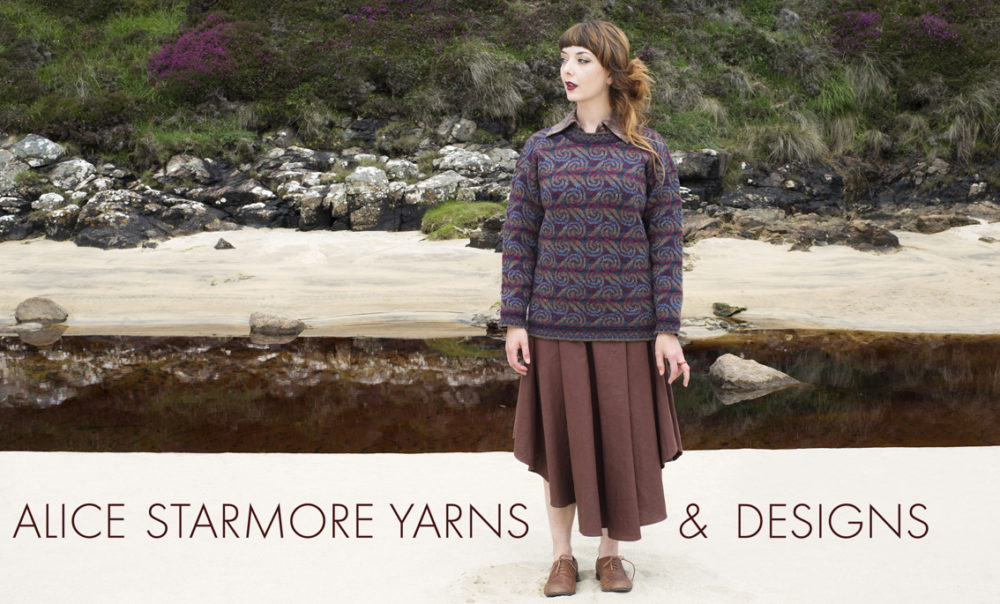 Donegal patterncard knitwear design by Alice Starmore in pure wool Hebridean 2 Ply hand knitting yarn
