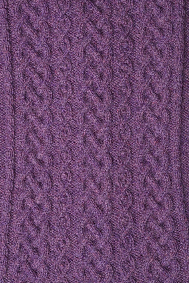 Detail of the Eala Bhan knitwear design from Aran Knitting by Alice Starmore in pure wool Hebridean 2 Ply hand knitting yarn