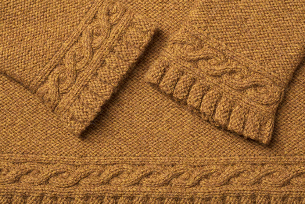 Detail of the Eightsome Reel knitwear design patterncard kit by Alice Starmore in pure wool Hebridean 3 Ply hand knitting yarn
