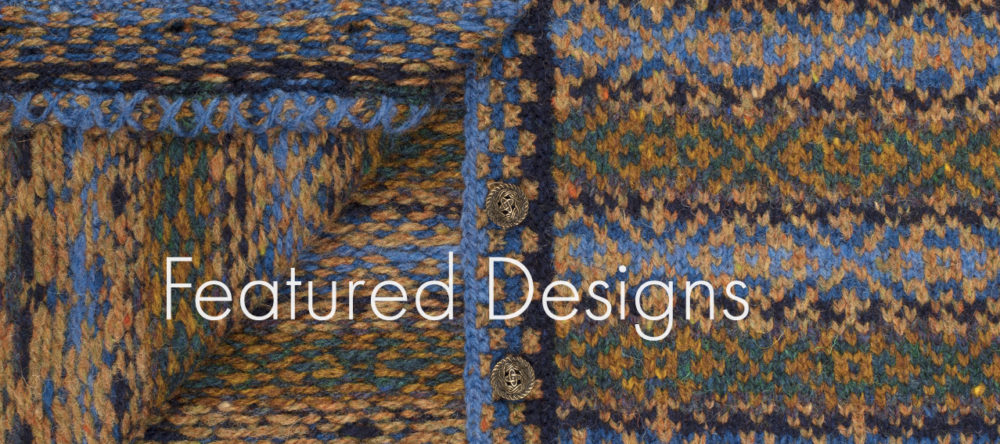Grant Avenue patterncard knitwear design by Alice Starmore in pure wool Hebridean 2 Ply hand knitting yarn