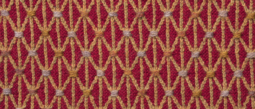 Detail of the Jane Seymour knitwear design from Tudor Roses by Alice Starmore in pure wool Hebridean 2 Ply hand knitting yarn