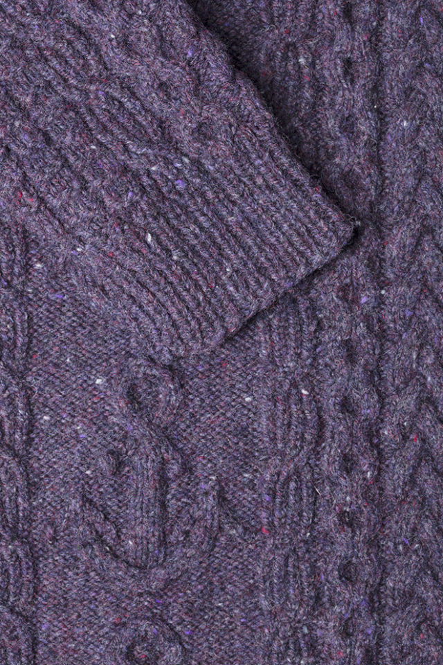 Detail of the Mystic knitwear design patterncard kit by Alice Starmore in pure wool Hebridean 3 Ply knitting yarn
