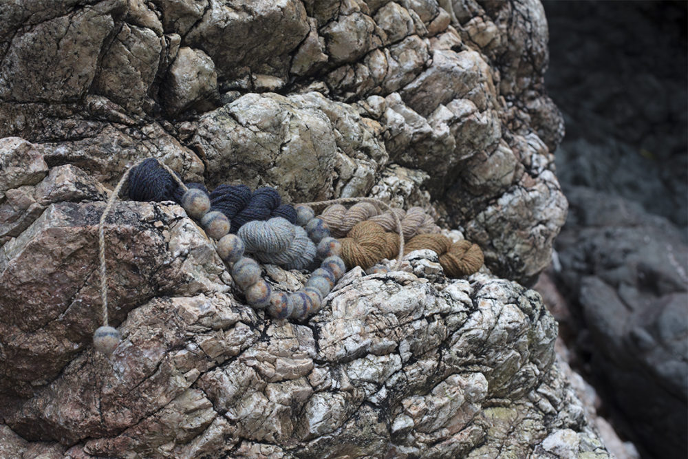 Felted pebble necklace designed by Alice Starmore