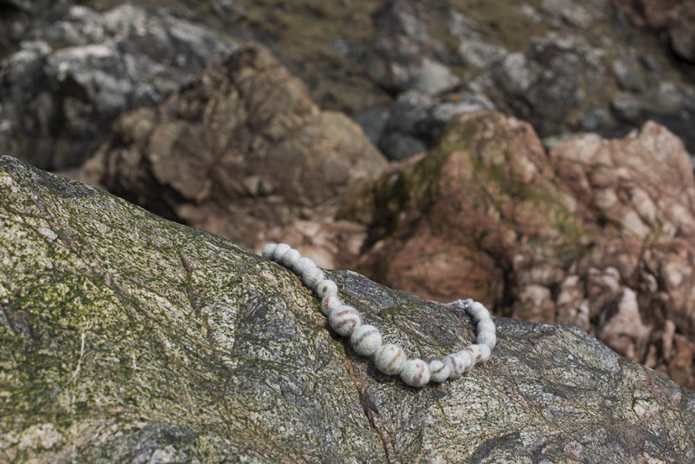 Felted quartz necklace designed by Alice Starmore