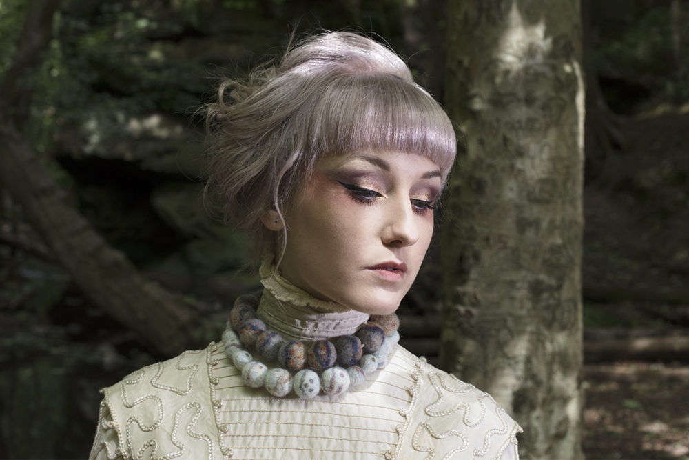 Felted Quartz and Pebble necklaces by Alice Starmore
