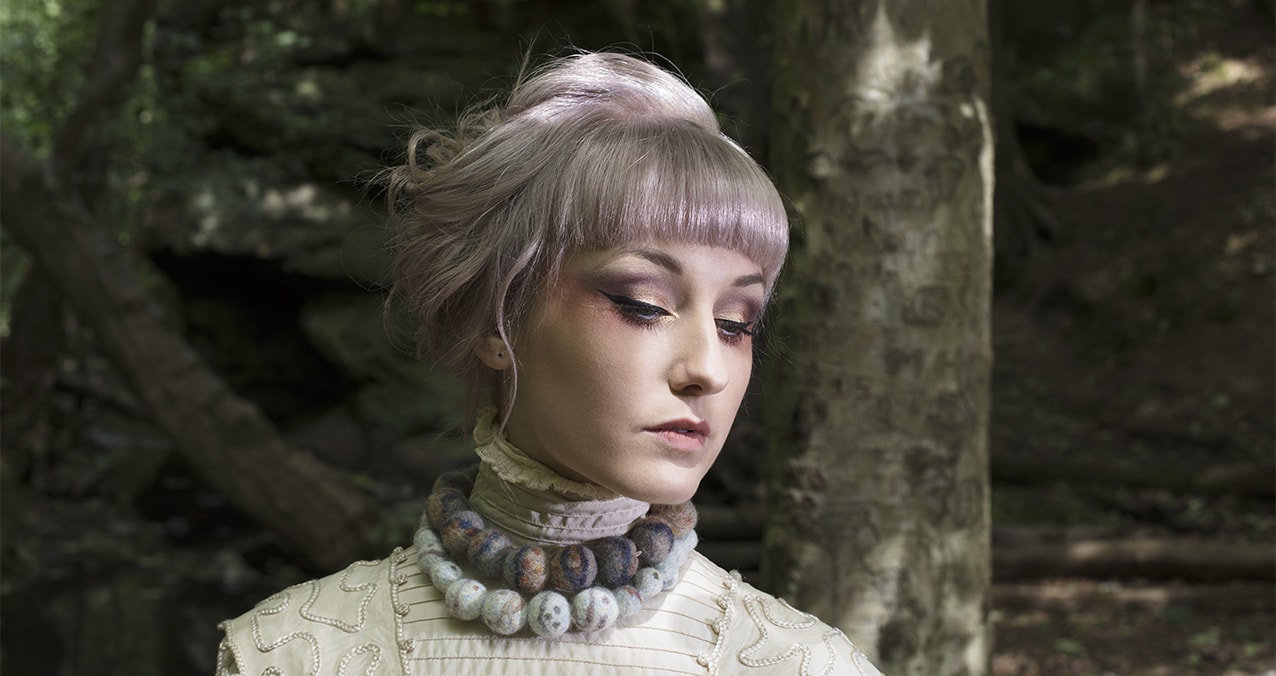 Felted Quartz and Pebble necklaces by Alice Starmore