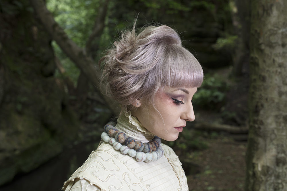 Felted Quartz and Pebble necklaces by Alice Starmore