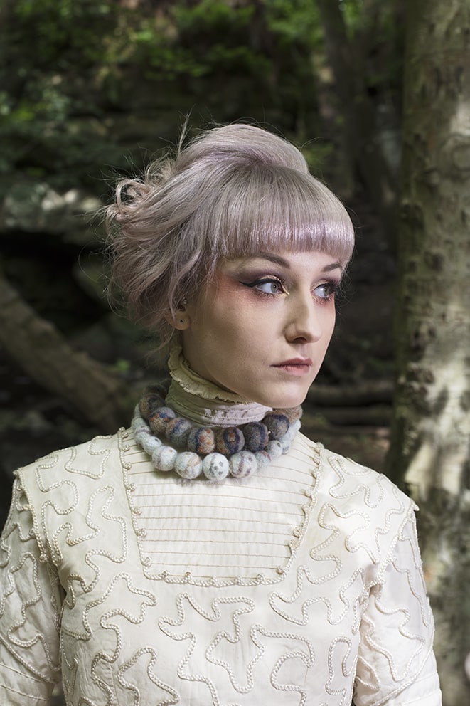 Felted Quartz and Pebble necklaces by Alice Starmore