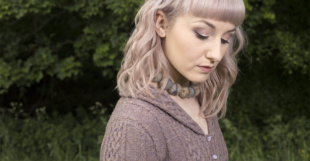 Eala Bhan knitwear design from Aran Knitting by Alice Starmore in pure wool Hebridean 2 Ply hand knitting yarn