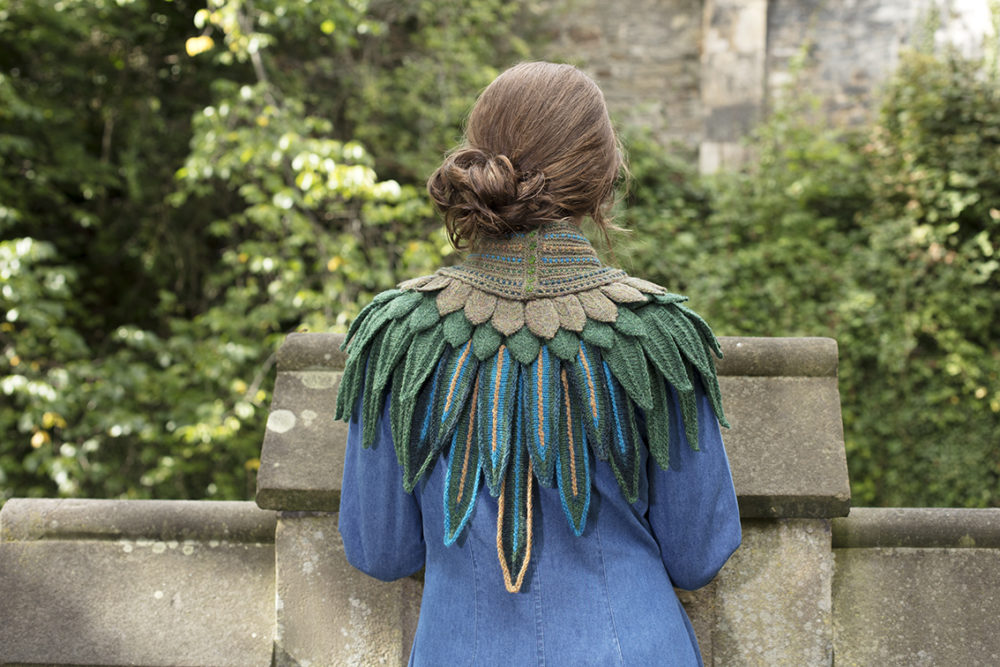 Lapwing Collar patterncard knitwear design by Alice Starmore in pure wool Hebridean hand knitting yarn