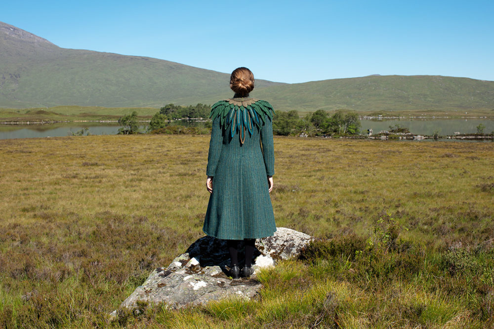 Lapwing Collar patterncard knitwear design by Alice Starmore in pure wool Hebridean 2 Ply hand knitting yarn