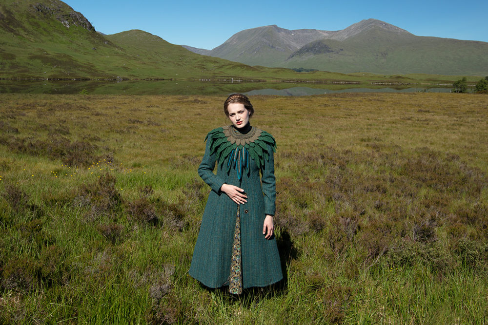 Lapwing Collar patterncard knitwear design by Alice Starmore in pure wool Hebridean 2 Ply hand knitting yarn