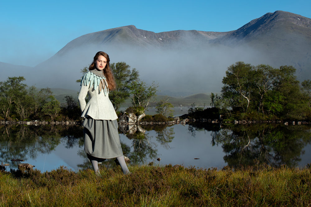 Lapwing Collar patterncard knitwear design by Alice Starmore in pure wool Hebridean 2 Ply hand knitting yarn