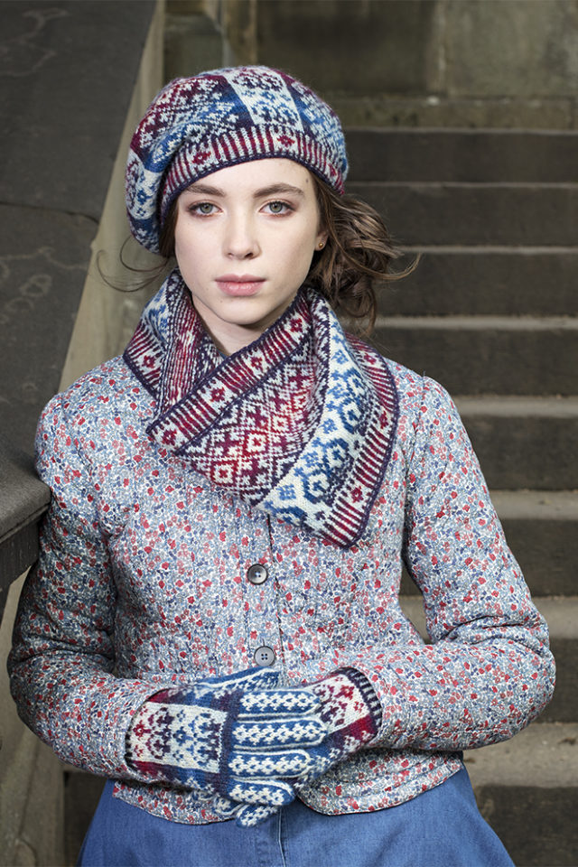 Diamond Jubilee Hat Set patterncard knitwear design by Alice Starmore in pure wool Hebridean 2 Ply hand knitting yarn