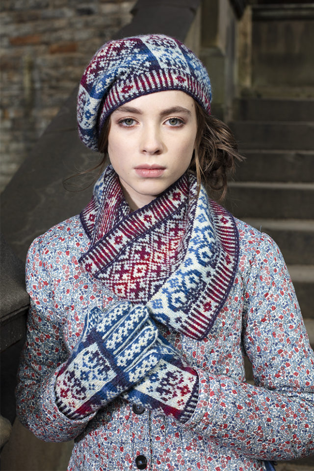 Diamond Jubilee Hat Set patterncard knitwear design by Alice Starmore in pure wool Hebridean 2 Ply hand knitting yarn
